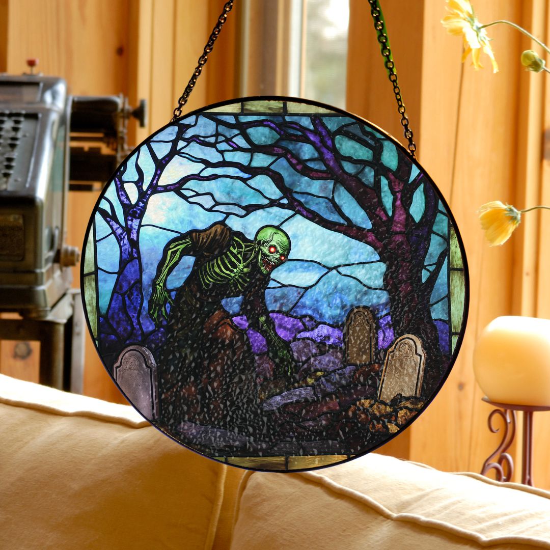 Halloween Suncatcher, Spooky Stained Glass Window Decor, Home and Party Decoration, HLW005