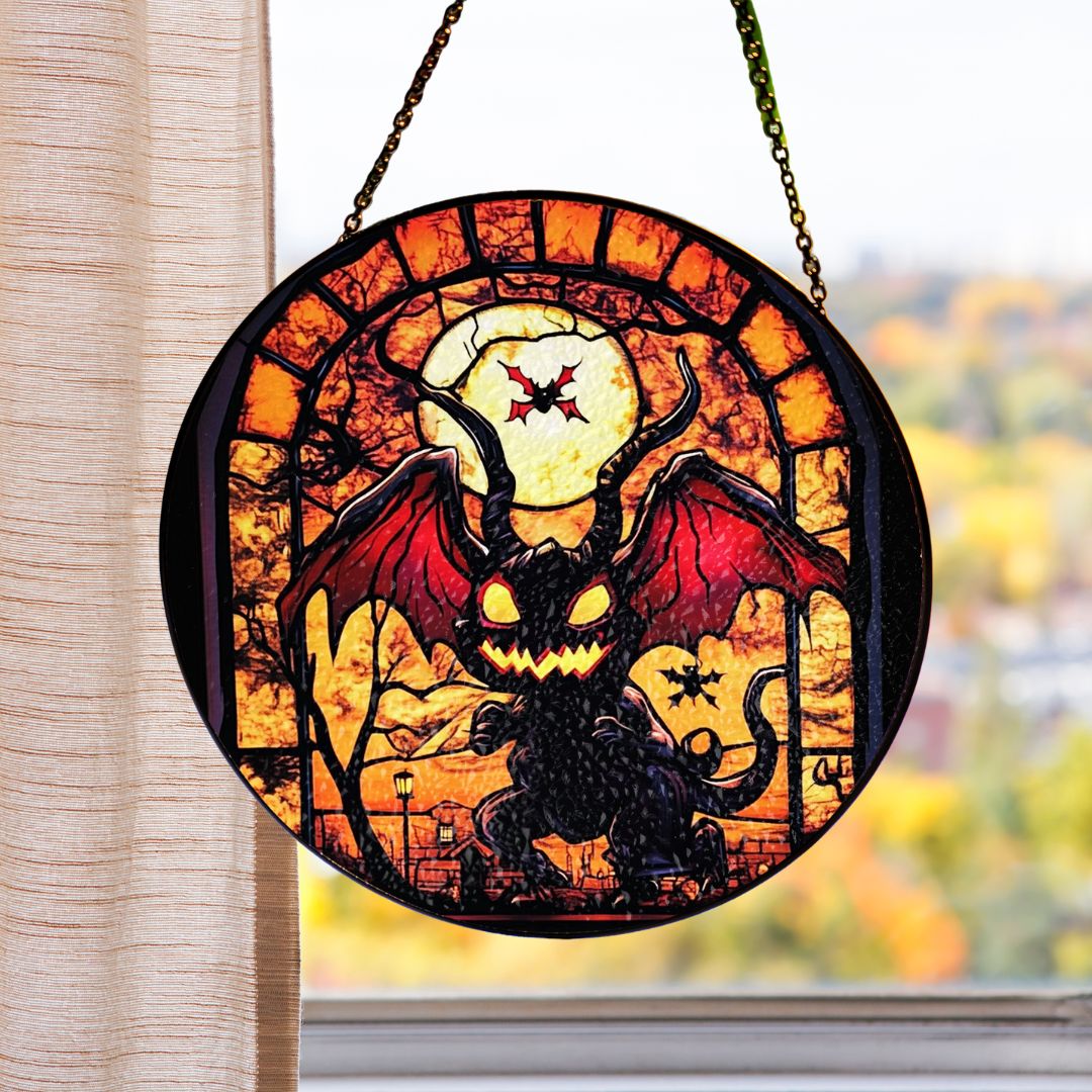 Halloween Suncatcher, Spooky Stained Glass Window Decor, Home and Party Decoration, HLW020