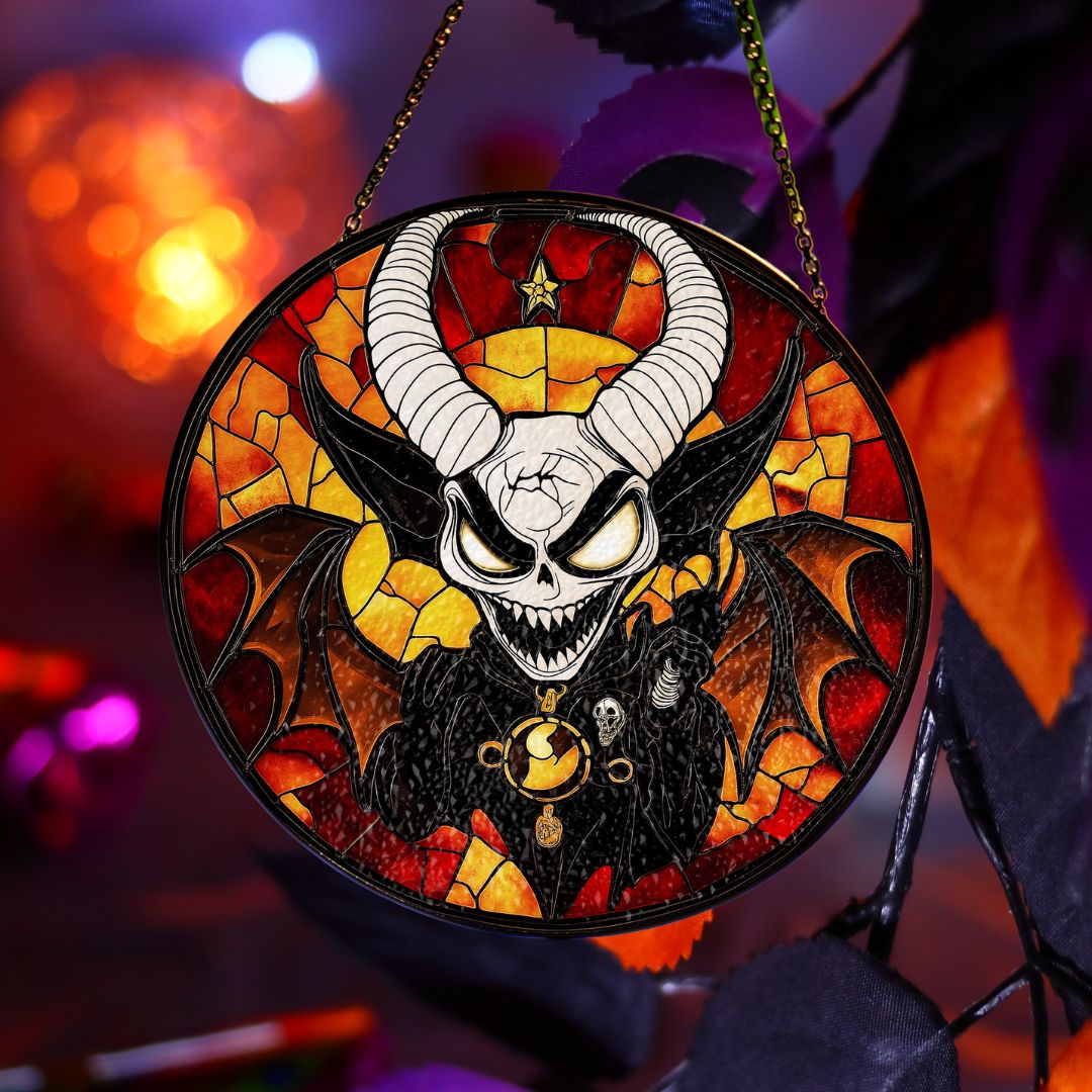 Halloween Suncatcher, Spooky Stained Glass Window Decor, Home and Party Decoration, HLW014