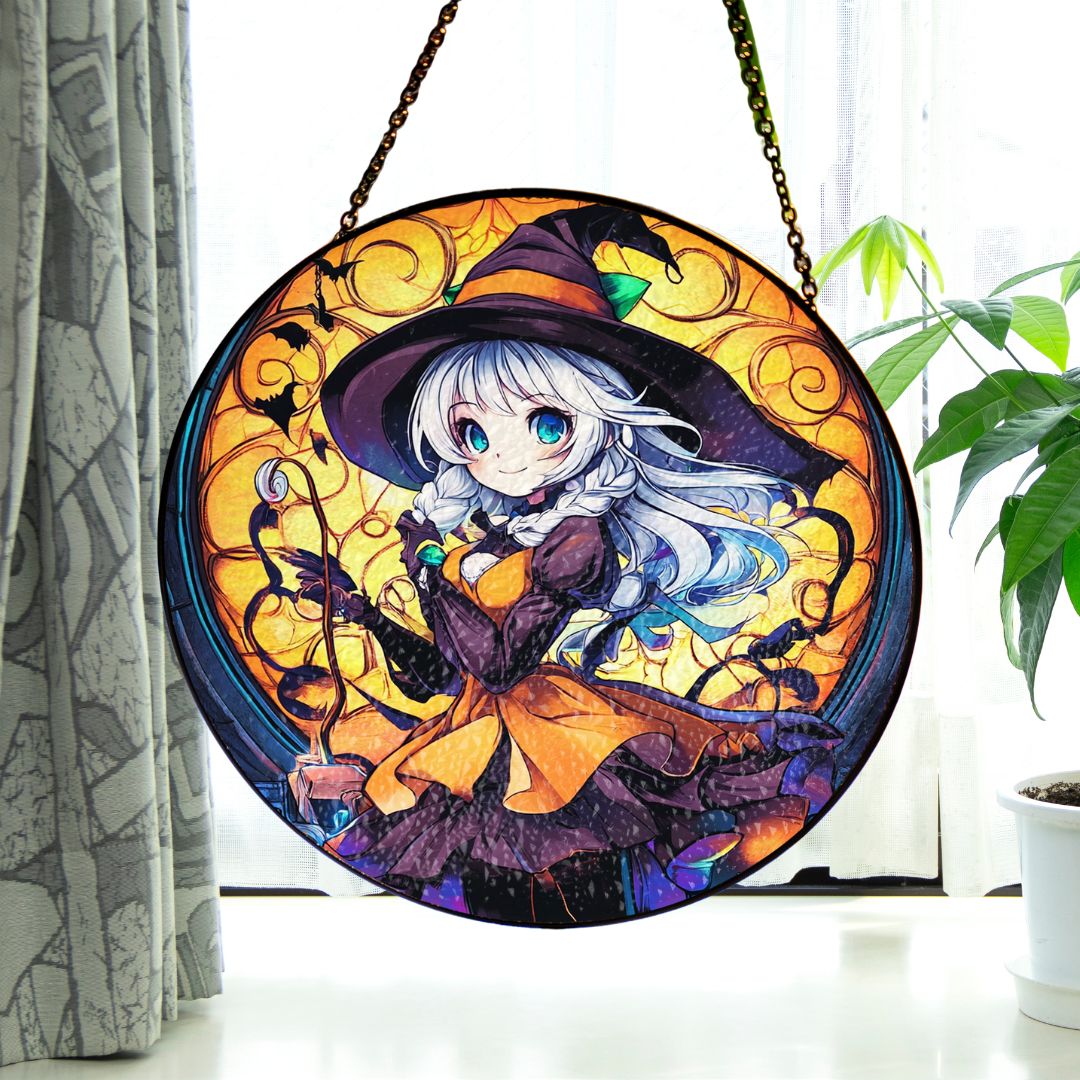 Halloween Suncatcher, Spooky Stained Glass Window Decor, Home and Party Decoration, HLW022