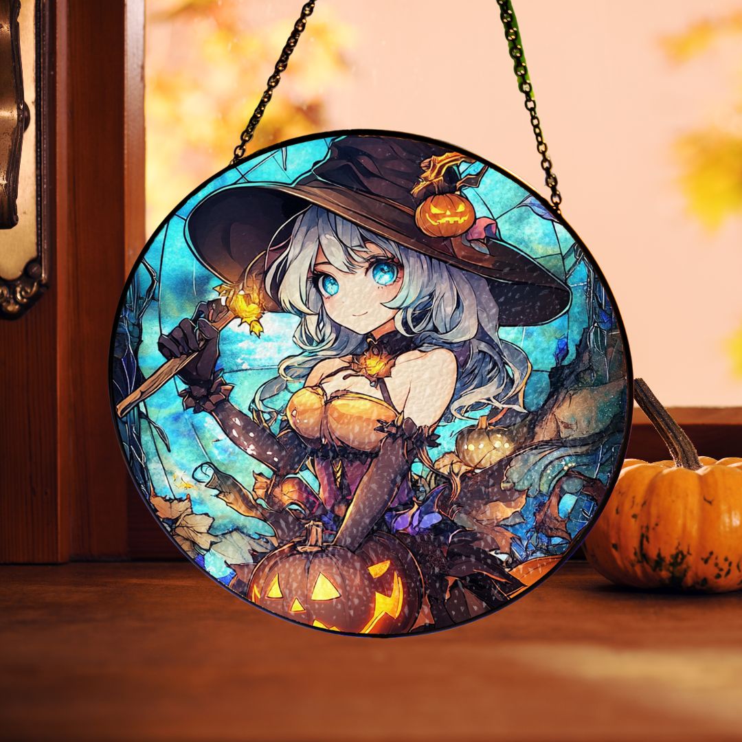 Halloween Suncatcher, Spooky Stained Glass Window Decor, Home and Party Decoration, HLW024