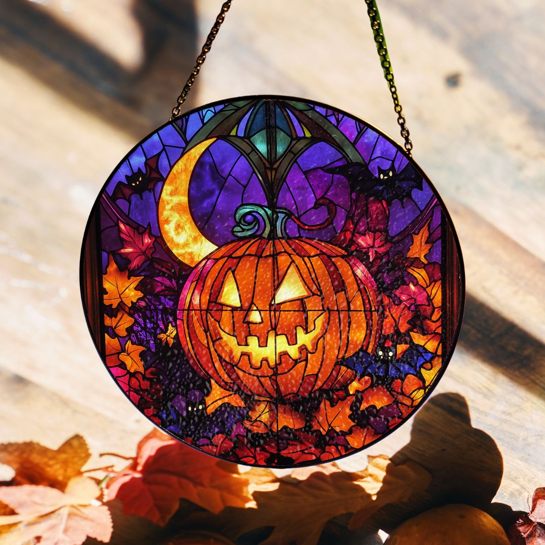 Halloween Suncatcher, Spooky Stained Glass Window Decor, Home and Party Decoration, HLW006