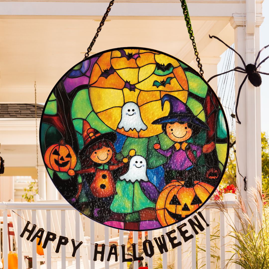 Halloween Suncatcher, Spooky Stained Glass Window Decor, Home and Party Decoration, HLW007