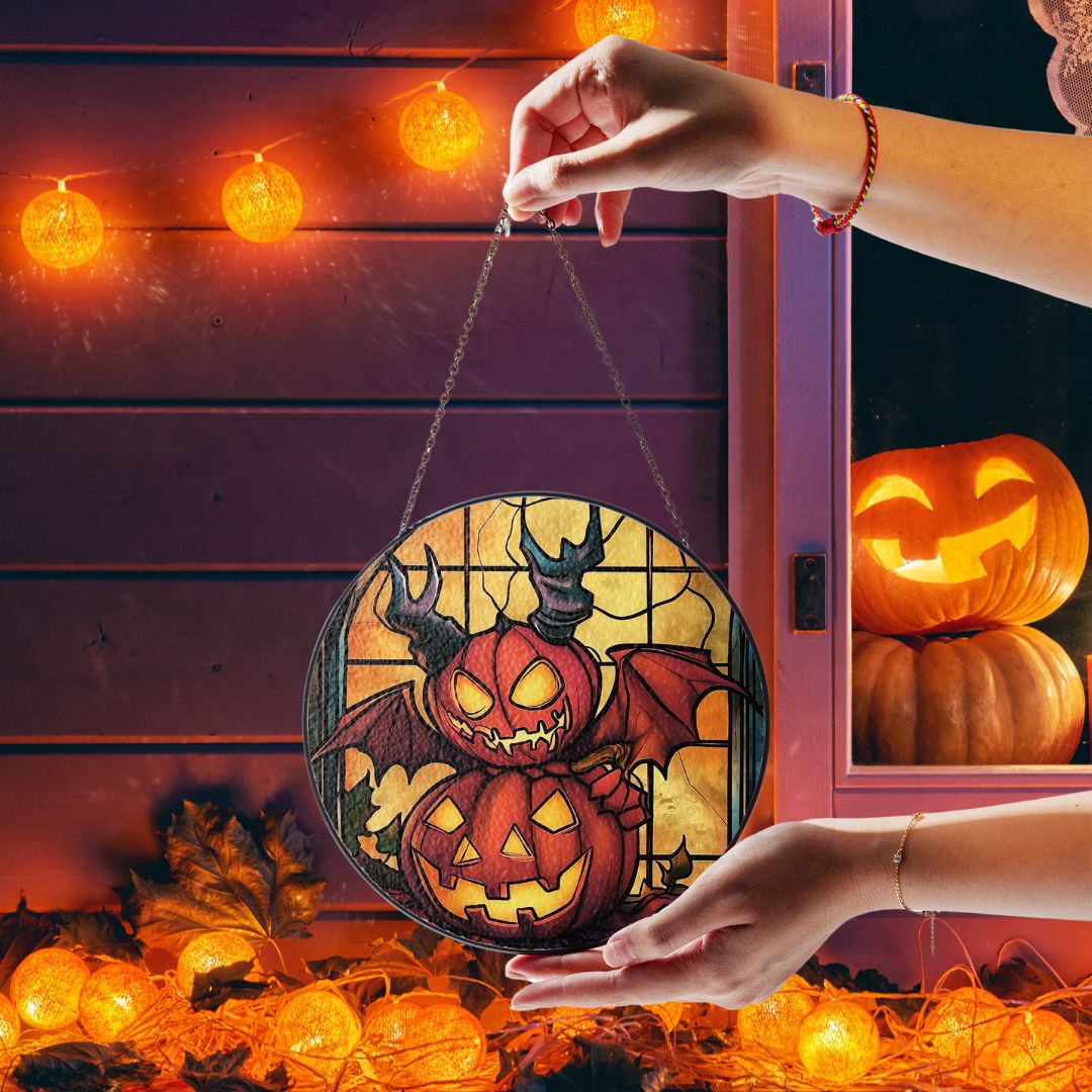 Halloween Suncatcher, Spooky Stained Glass Window Decor, Home and Party Decoration, HLW021
