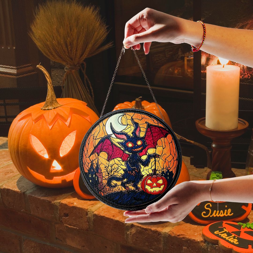 Halloween Suncatcher, Spooky Stained Glass Window Decor, Home and Party Decoration, HLW013