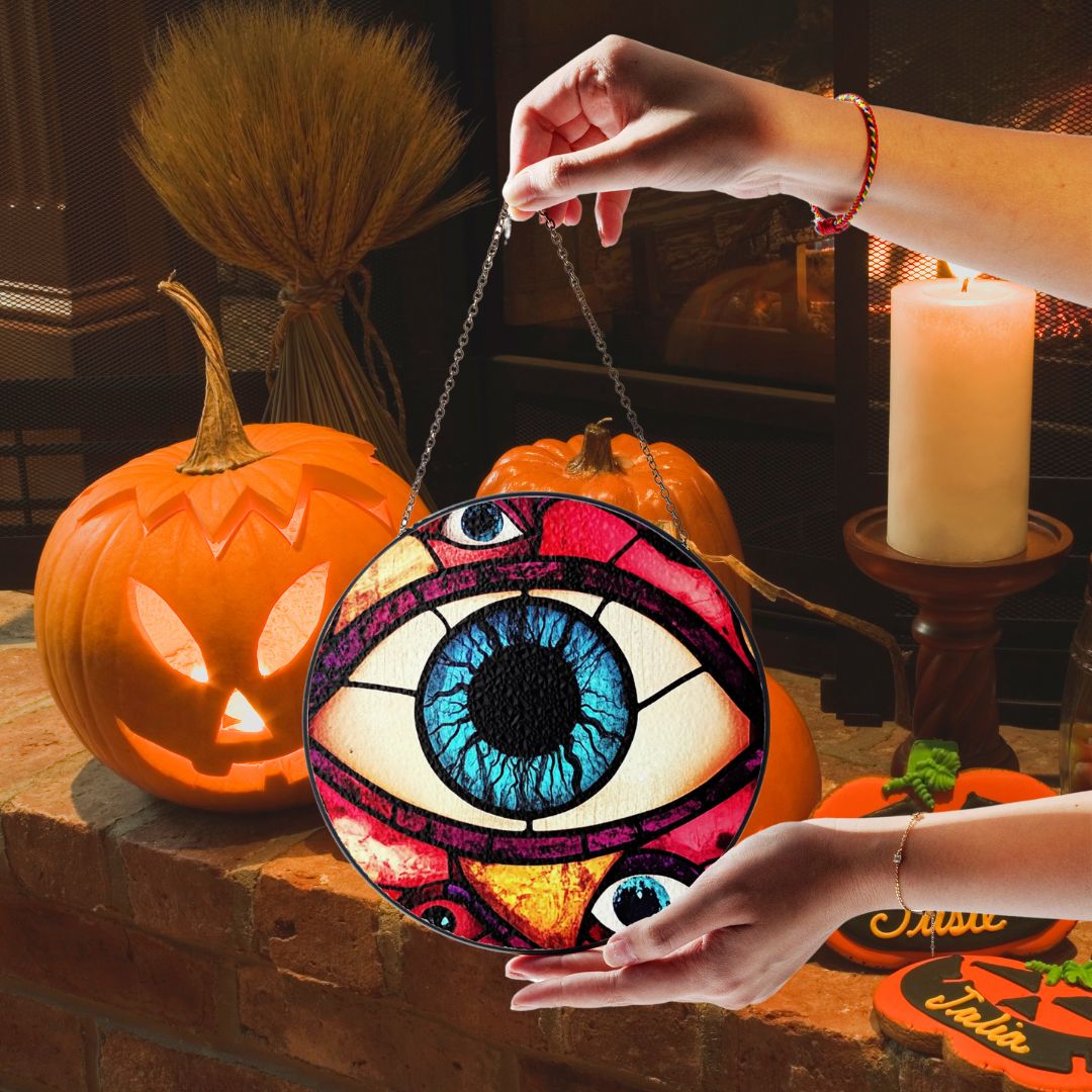 Halloween Suncatcher, Spooky Stained Glass Window Decor, Home and Party Decoration, HLW029