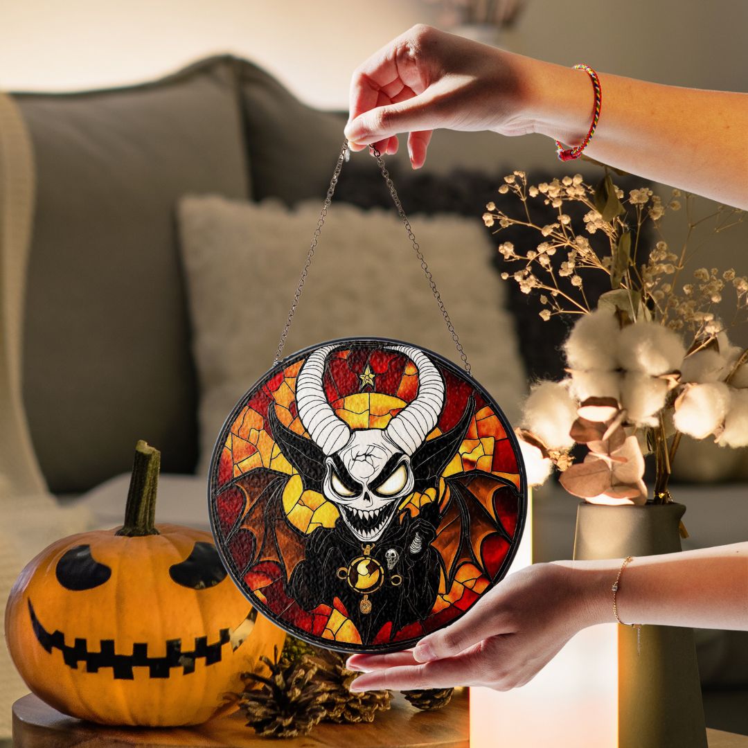 Halloween Suncatcher, Spooky Stained Glass Window Decor, Home and Party Decoration, HLW014