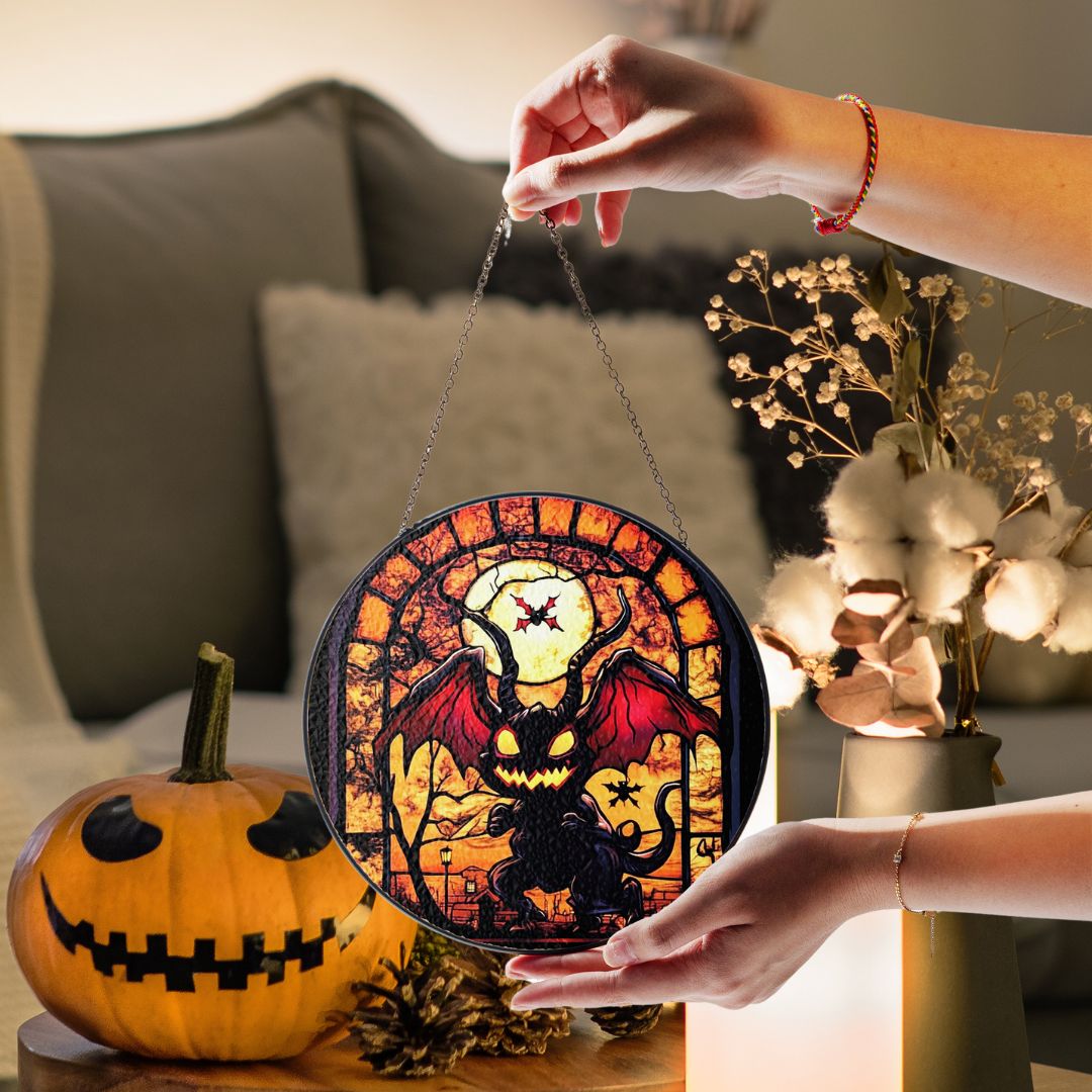 Halloween Suncatcher, Spooky Stained Glass Window Decor, Home and Party Decoration, HLW020