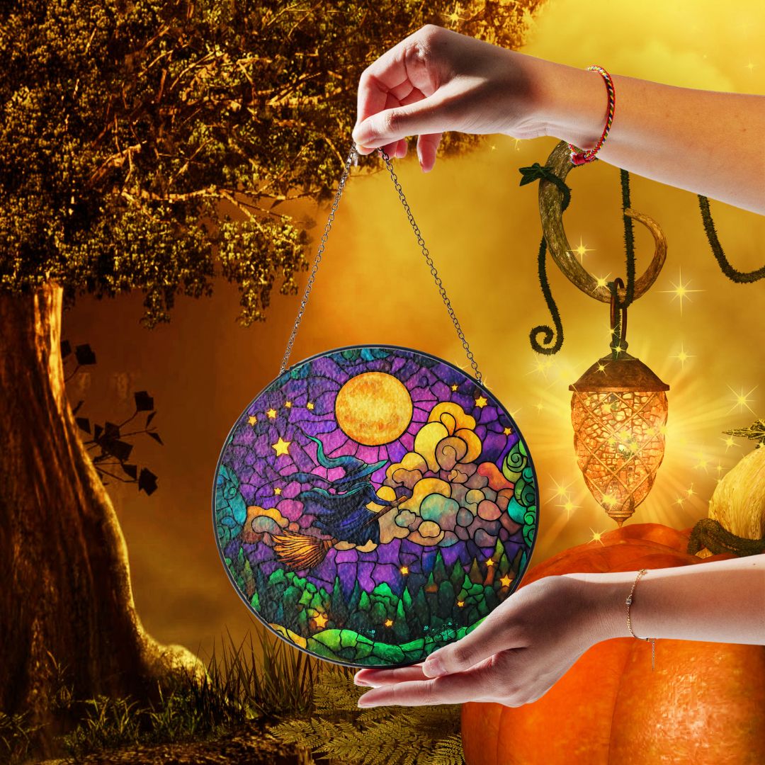 Halloween Suncatcher, Spooky Stained Glass Window Decor, Home and Party Decoration, HLW009