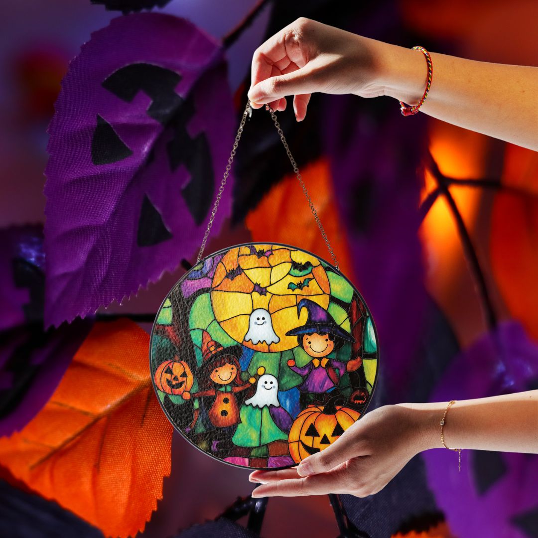 Halloween Suncatcher, Spooky Stained Glass Window Decor, Home and Party Decoration, HLW007