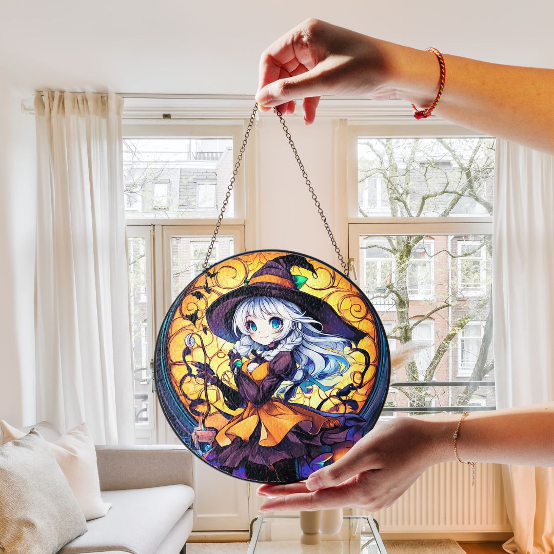 Halloween Suncatcher, Spooky Stained Glass Window Decor, Home and Party Decoration, HLW022
