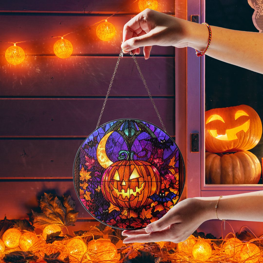 Halloween Suncatcher, Spooky Stained Glass Window Decor, Home and Party Decoration, HLW006