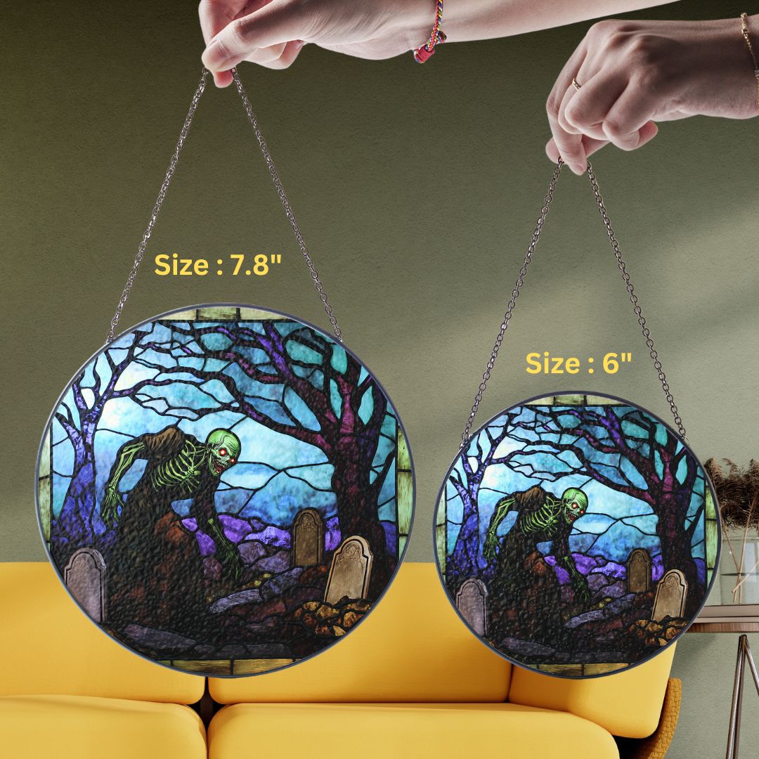 Halloween Suncatcher, Spooky Stained Glass Window Decor, Home and Party Decoration, HLW005
