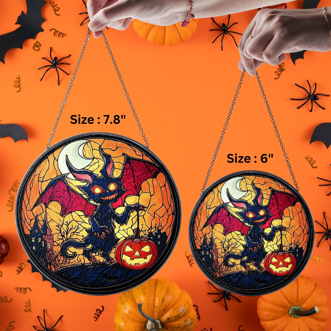 Halloween Suncatcher, Spooky Stained Glass Window Decor, Home and Party Decoration, HLW013