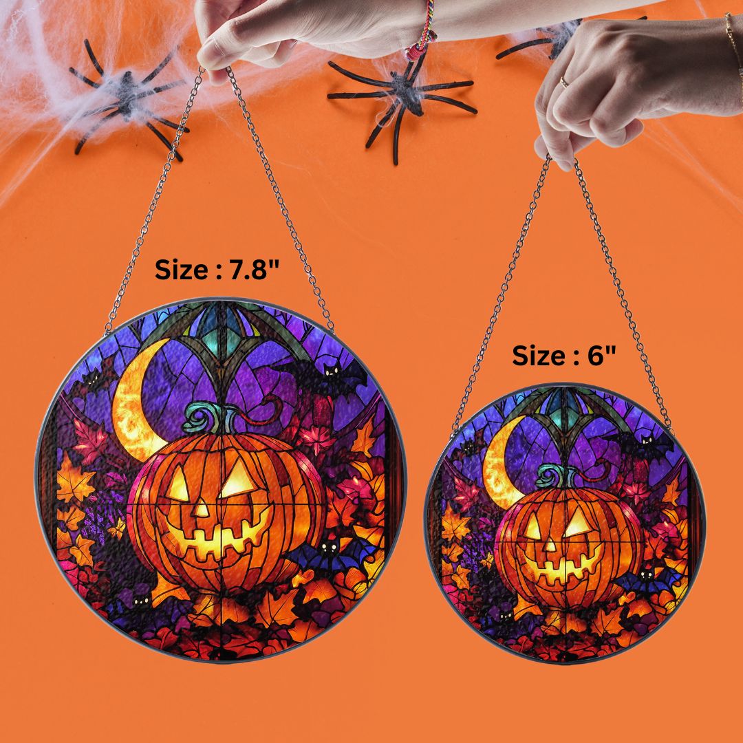 Halloween Suncatcher, Spooky Stained Glass Window Decor, Home and Party Decoration, HLW006