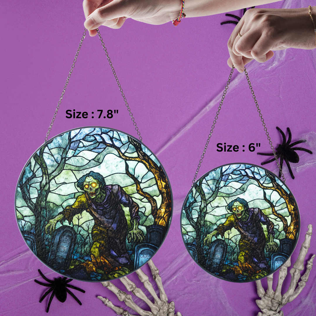 Halloween Suncatcher, Spooky Stained Glass Window Decor, Home and Party Decoration, HLW004