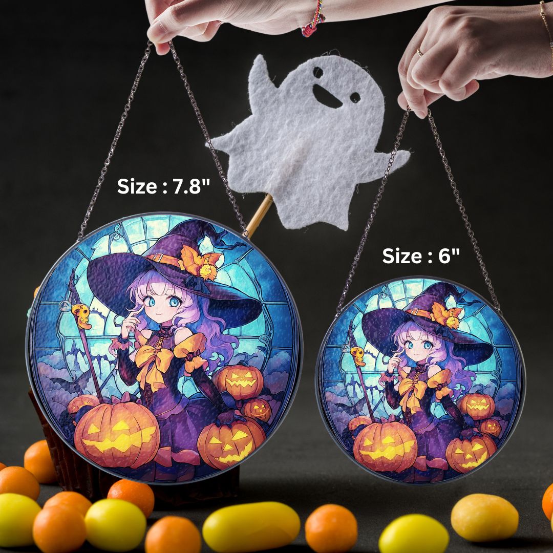 Halloween Suncatcher, Spooky Stained Glass Window Decor, Home and Party Decoration, HLW025