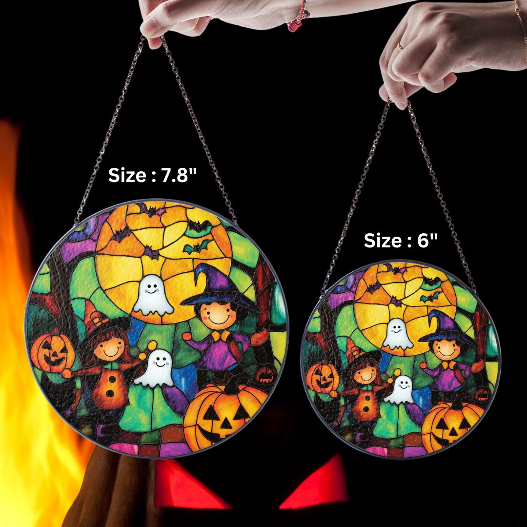 Halloween Suncatcher, Spooky Stained Glass Window Decor, Home and Party Decoration, HLW007