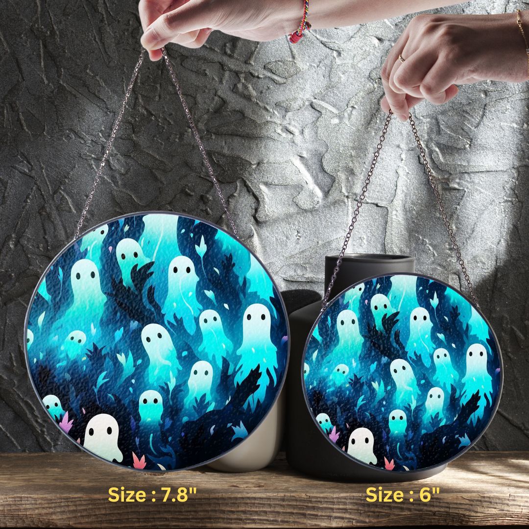 Halloween Suncatcher, Spooky Stained Glass Window Decor, Home and Party Decoration, HLW033