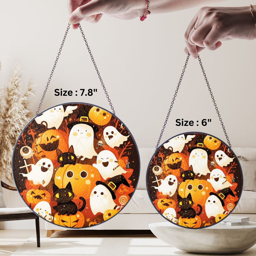 Halloween Suncatcher, Spooky Stained Glass Window Decor, Home and Party Decoration, HLW031