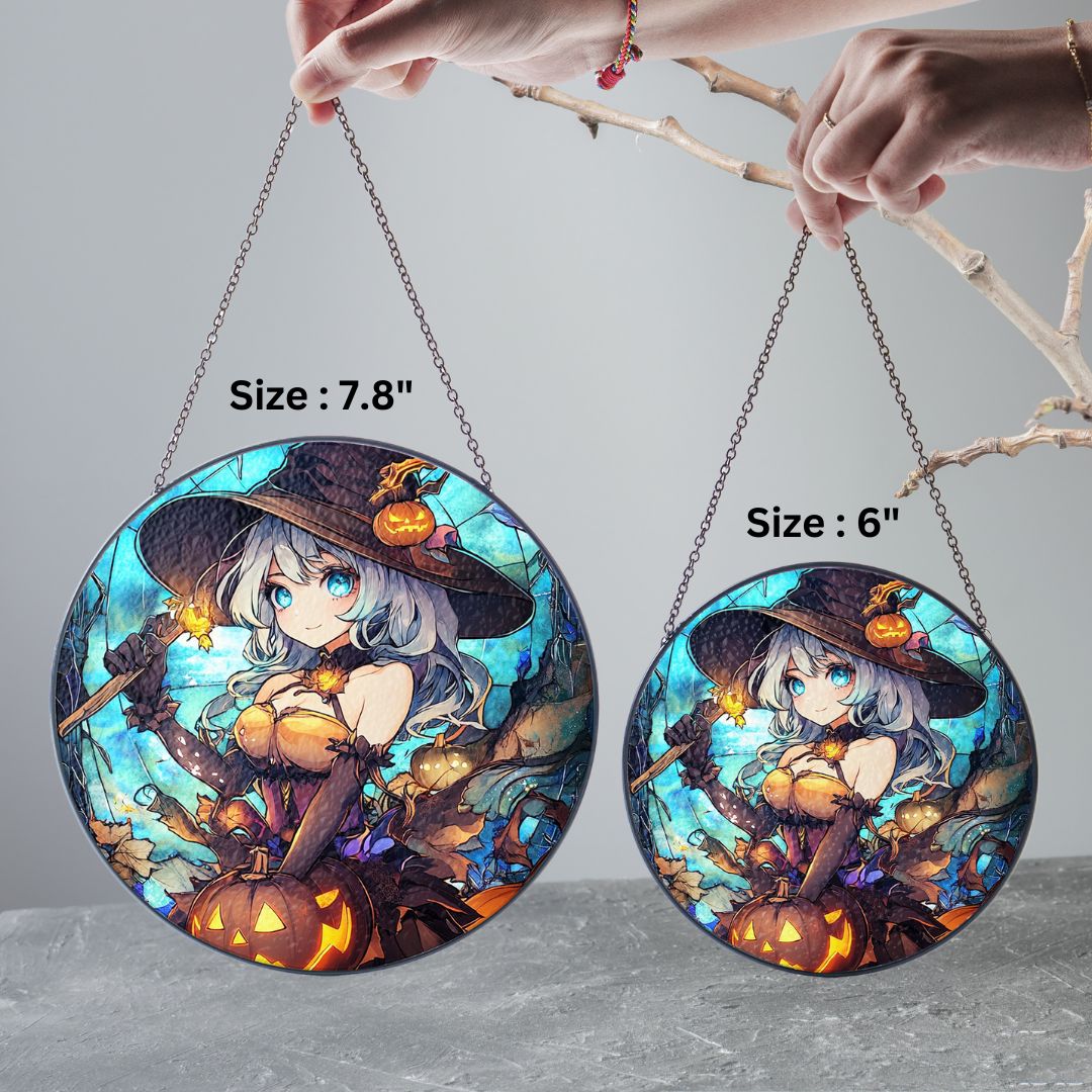 Halloween Suncatcher, Spooky Stained Glass Window Decor, Home and Party Decoration, HLW024