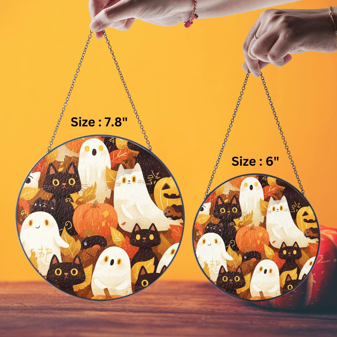 Halloween Suncatcher, Spooky Stained Glass Window Decor, Home and Party Decoration, HLW032
