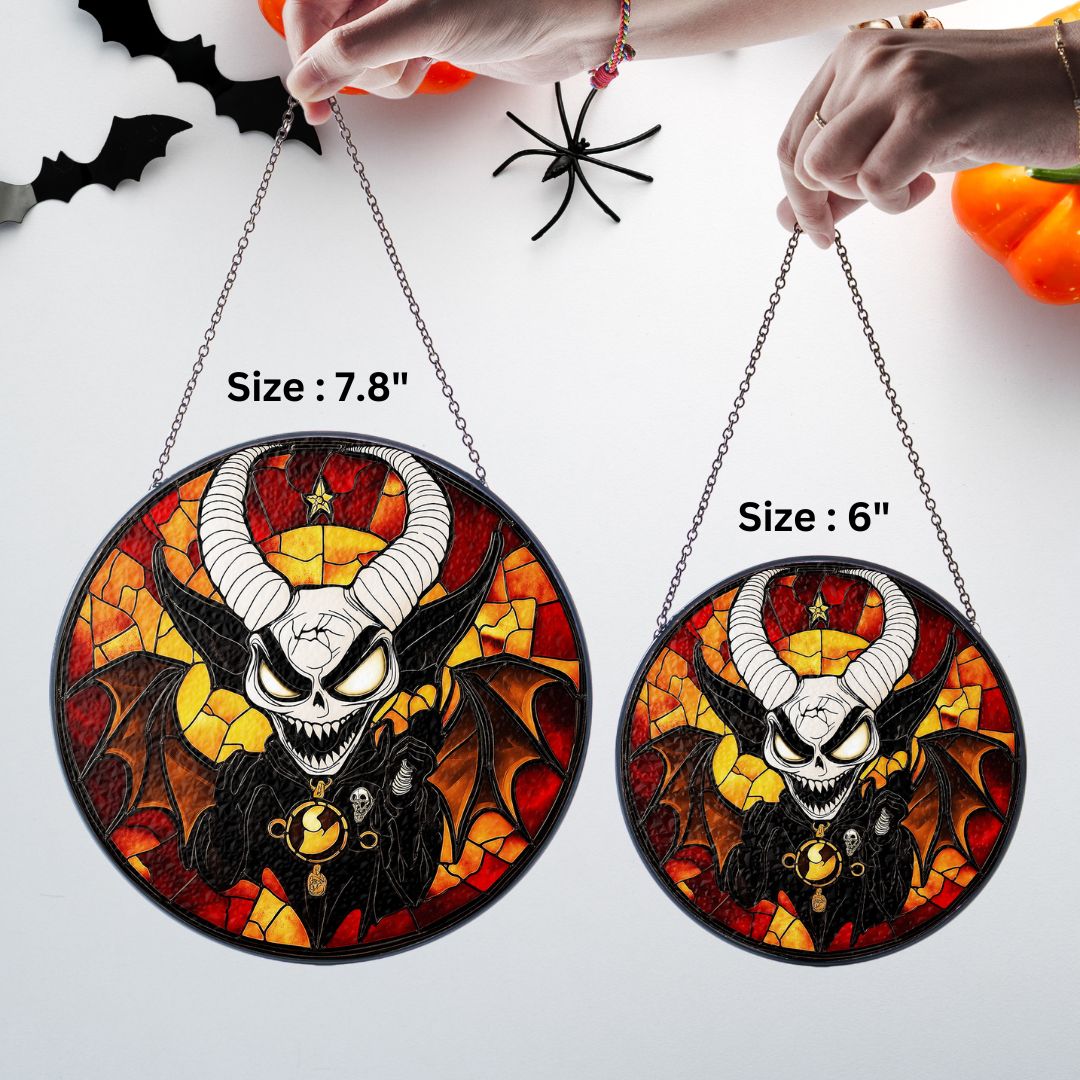 Halloween Suncatcher, Spooky Stained Glass Window Decor, Home and Party Decoration, HLW014