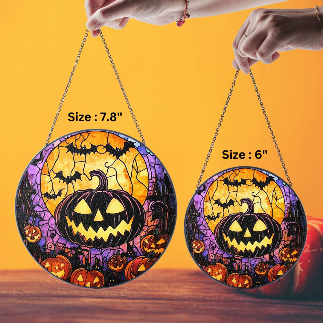 Halloween Suncatcher, Spooky Stained Glass Window Decor, Home and Party Decoration, HLW018