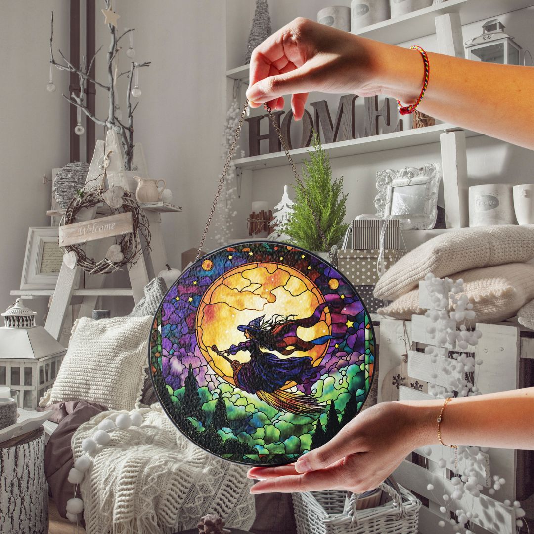 Halloween Suncatcher, Spooky Stained Glass Window Decor, Home and Party Decoration, HLW008