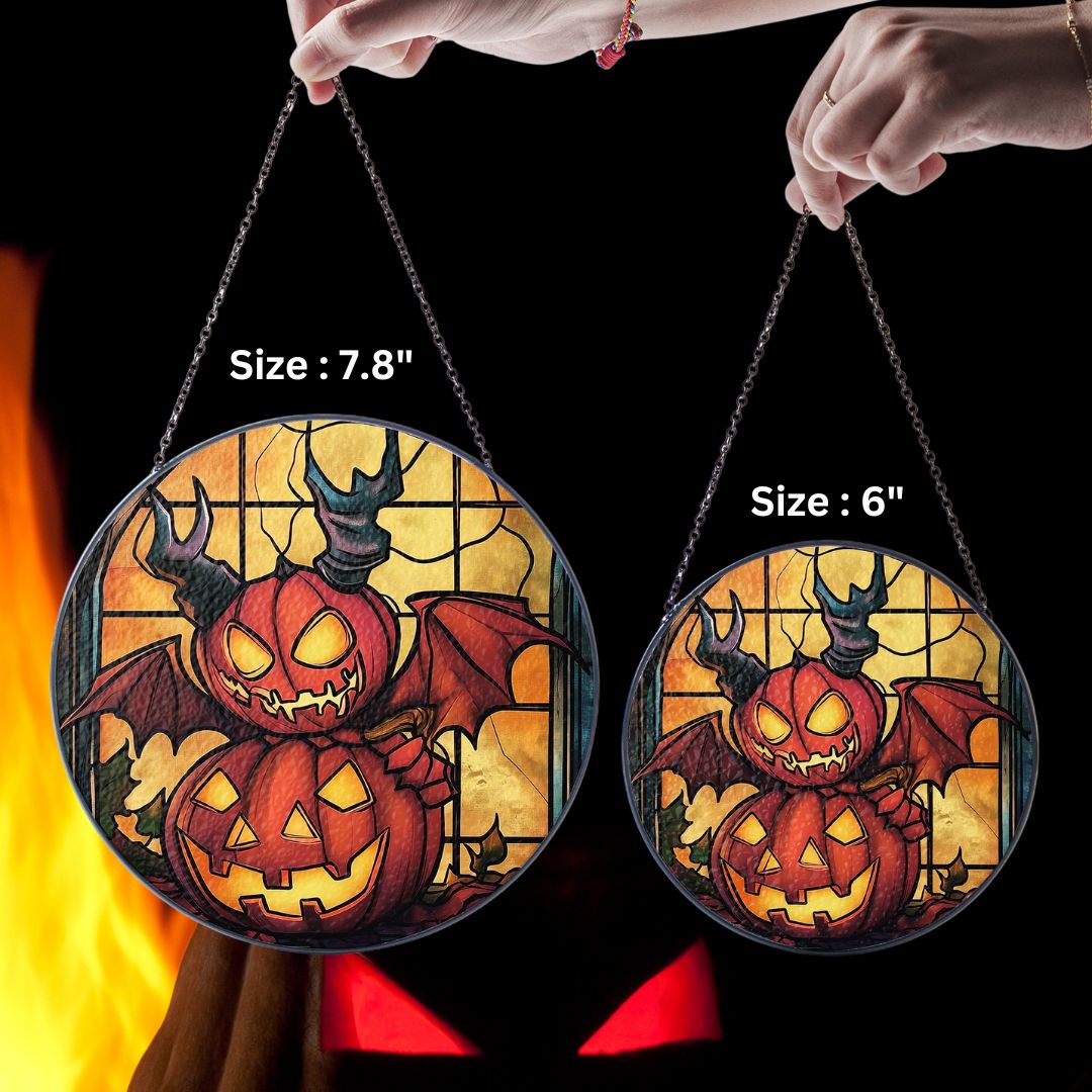 Halloween Suncatcher, Spooky Stained Glass Window Decor, Home and Party Decoration, HLW021
