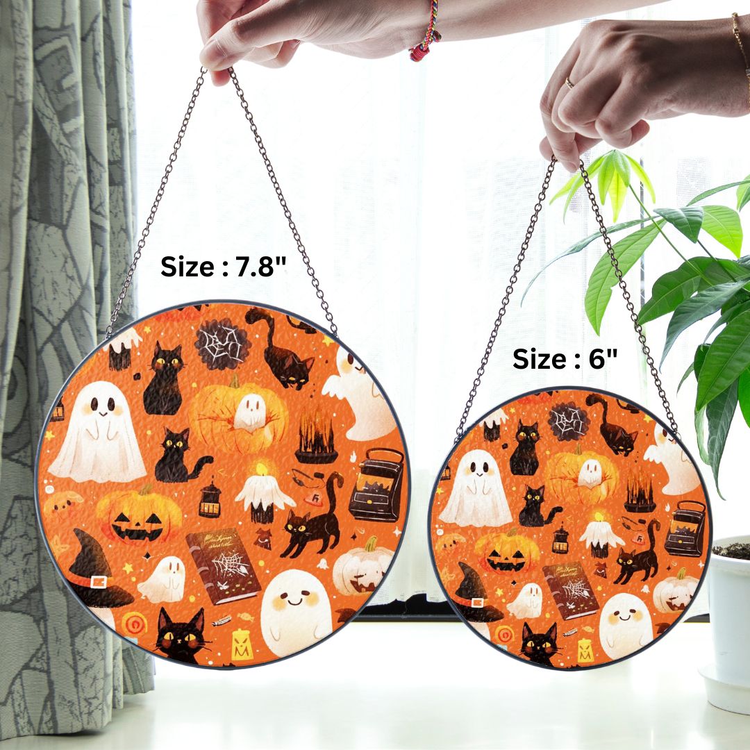 Halloween Suncatcher, Spooky Stained Glass Window Decor, Home and Party Decoration, HLW030