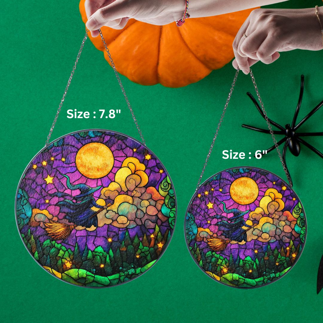 Halloween Suncatcher, Spooky Stained Glass Window Decor, Home and Party Decoration, HLW009