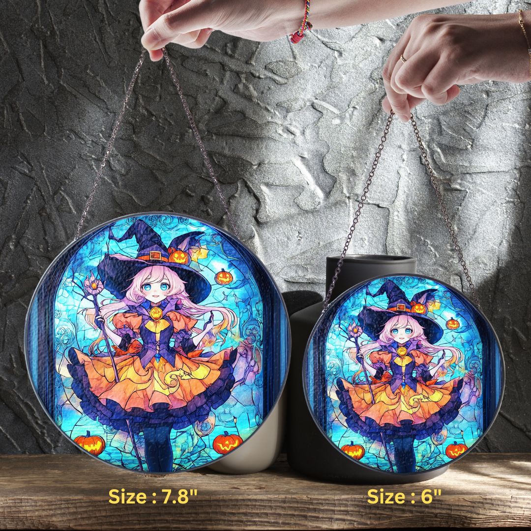 Halloween Suncatcher, Spooky Stained Glass Window Decor, Home and Party Decoration, HLW023