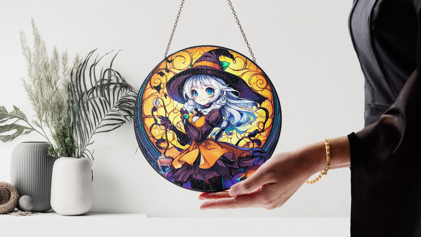 Halloween Suncatcher, Spooky Stained Glass Window Decor, Home and Party Decoration, HLW022
