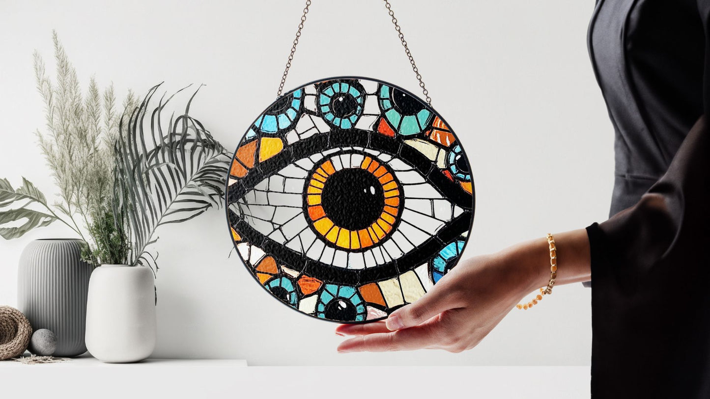 Halloween Suncatcher, Spooky Stained Glass Window Decor, Home and Party Decoration, HLW028