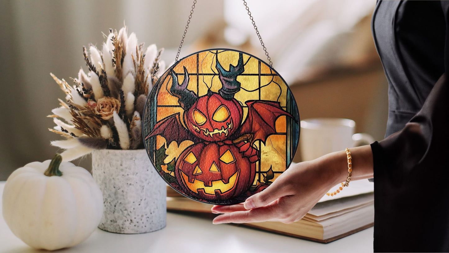 Halloween Suncatcher, Spooky Stained Glass Window Decor, Home and Party Decoration, HLW021
