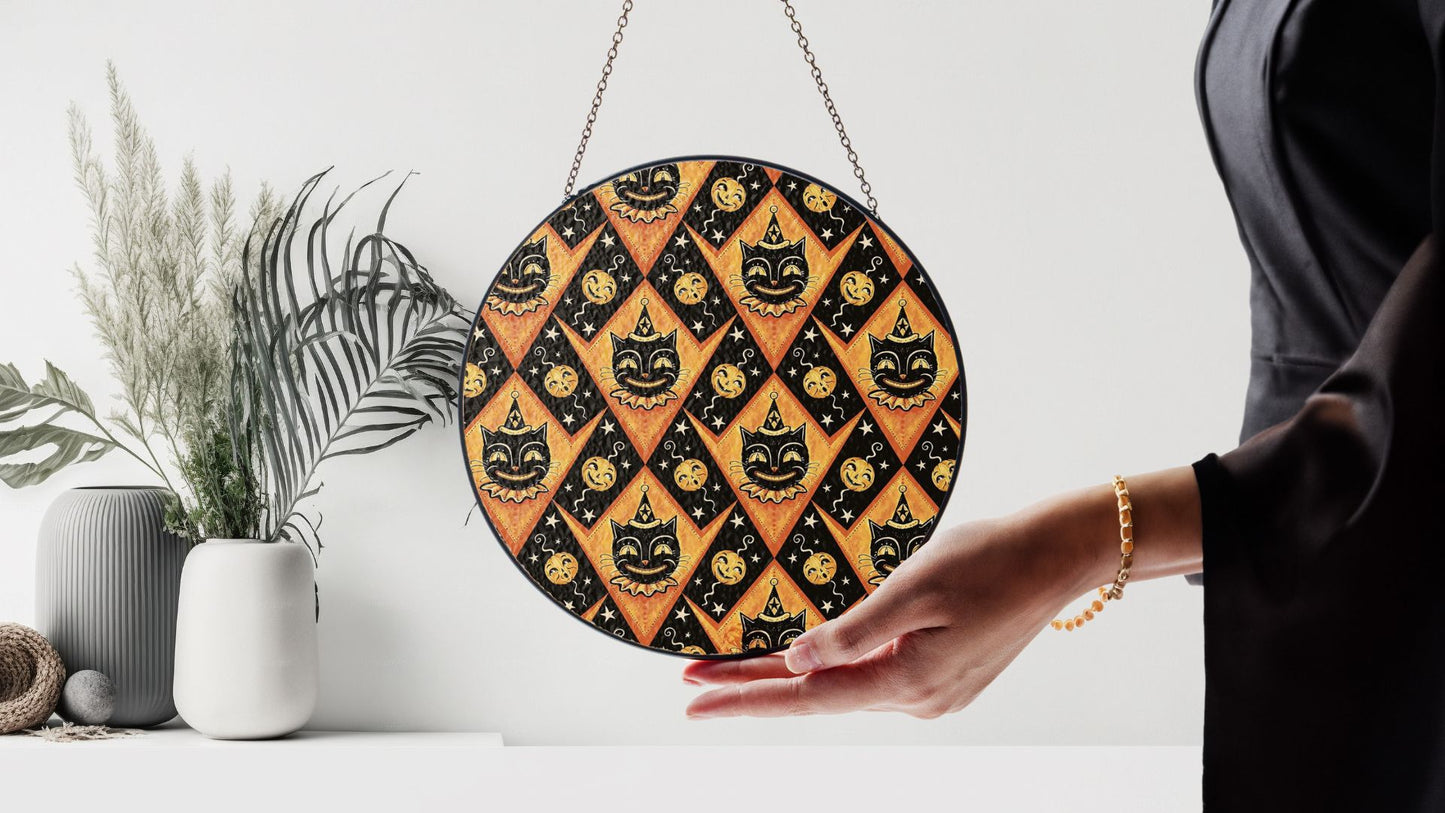 Halloween Suncatcher, Spooky Stained Glass Window Decor, Home and Party Decoration, HLW026