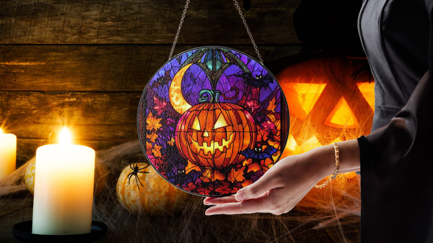 Halloween Suncatcher, Spooky Stained Glass Window Decor, Home and Party Decoration, HLW006
