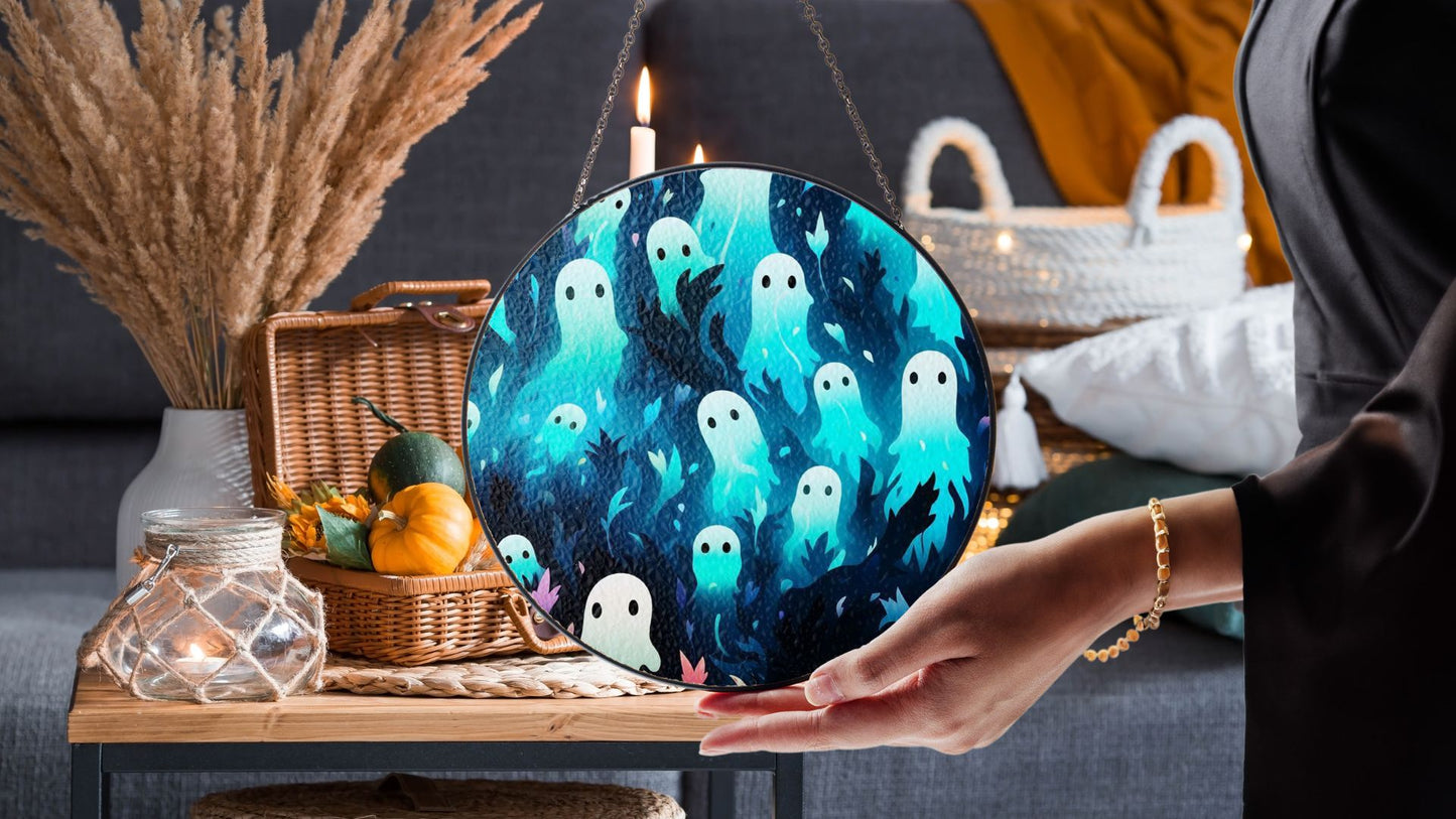 Halloween Suncatcher, Spooky Stained Glass Window Decor, Home and Party Decoration, HLW033
