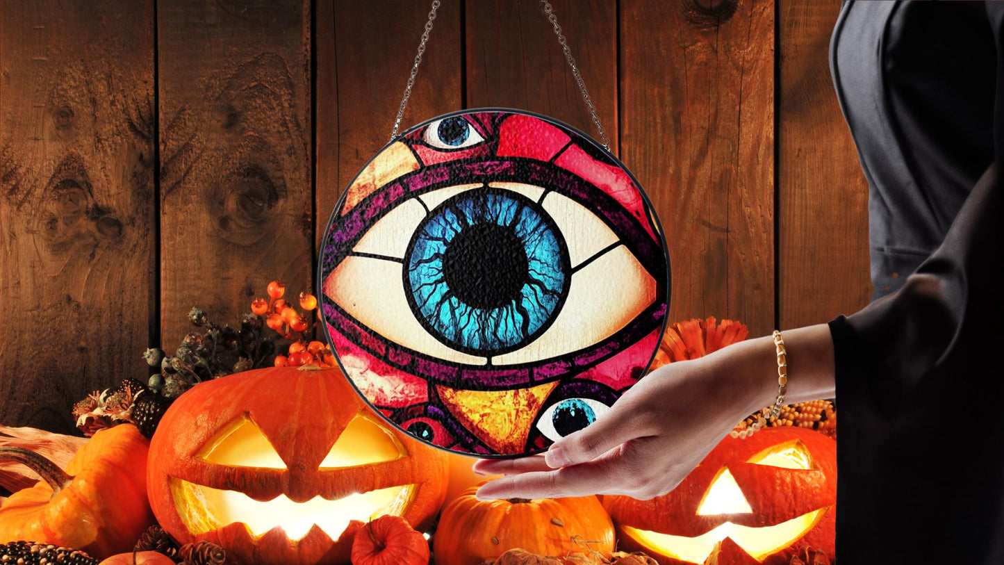 Halloween Suncatcher, Spooky Stained Glass Window Decor, Home and Party Decoration, HLW029