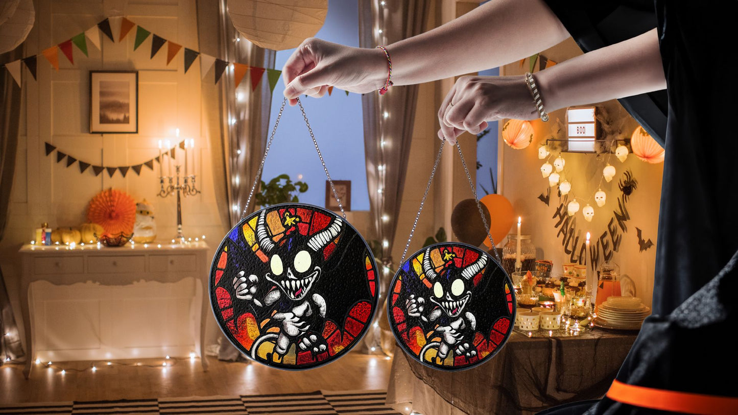 Halloween Suncatcher, Spooky Stained Glass Window Decor, Home and Party Decoration, HLW016
