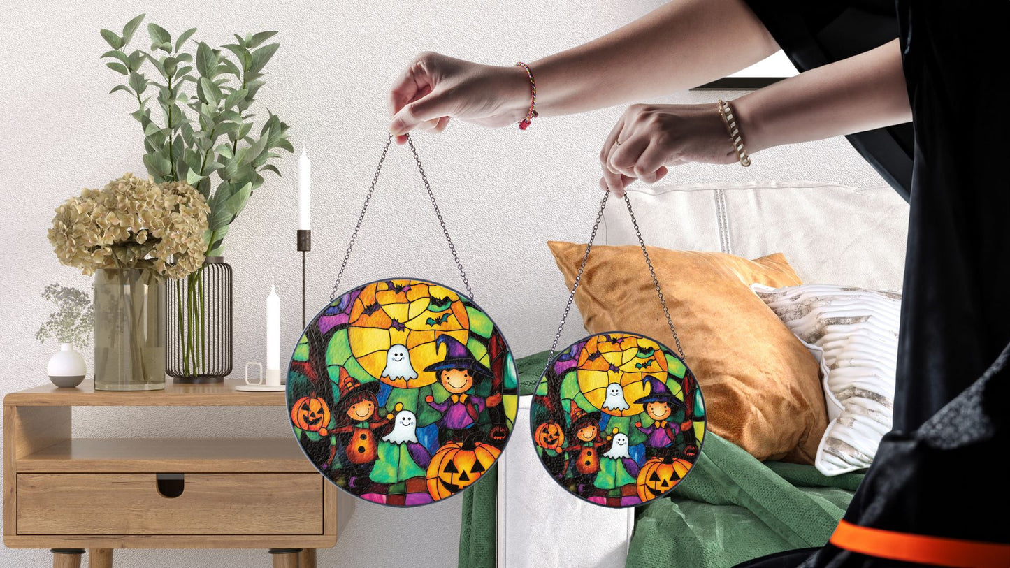 Halloween Suncatcher, Spooky Stained Glass Window Decor, Home and Party Decoration, HLW007