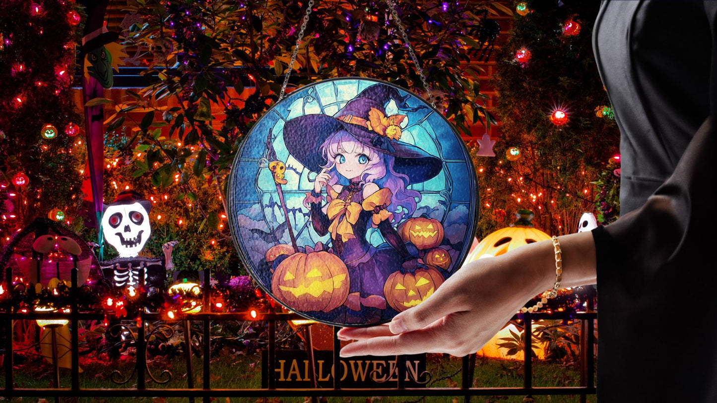 Halloween Suncatcher, Spooky Stained Glass Window Decor, Home and Party Decoration, HLW025