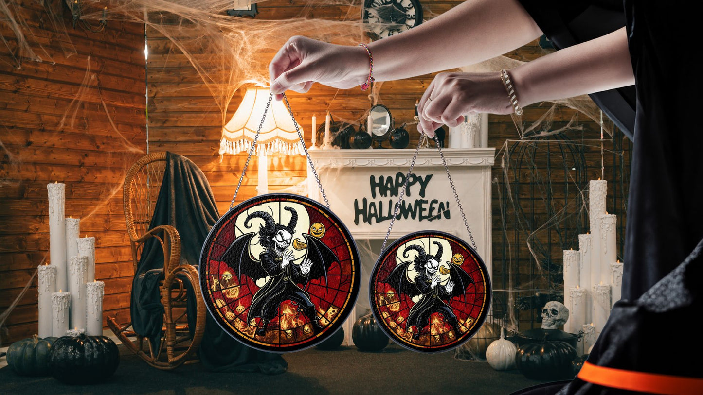 Halloween Suncatcher, Spooky Stained Glass Window Decor, Home and Party Decoration, HLW015