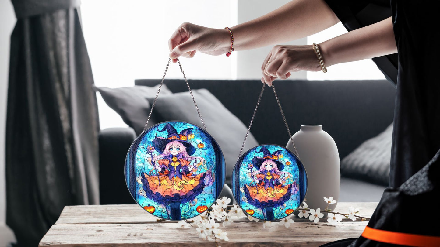 Halloween Suncatcher, Spooky Stained Glass Window Decor, Home and Party Decoration, HLW023