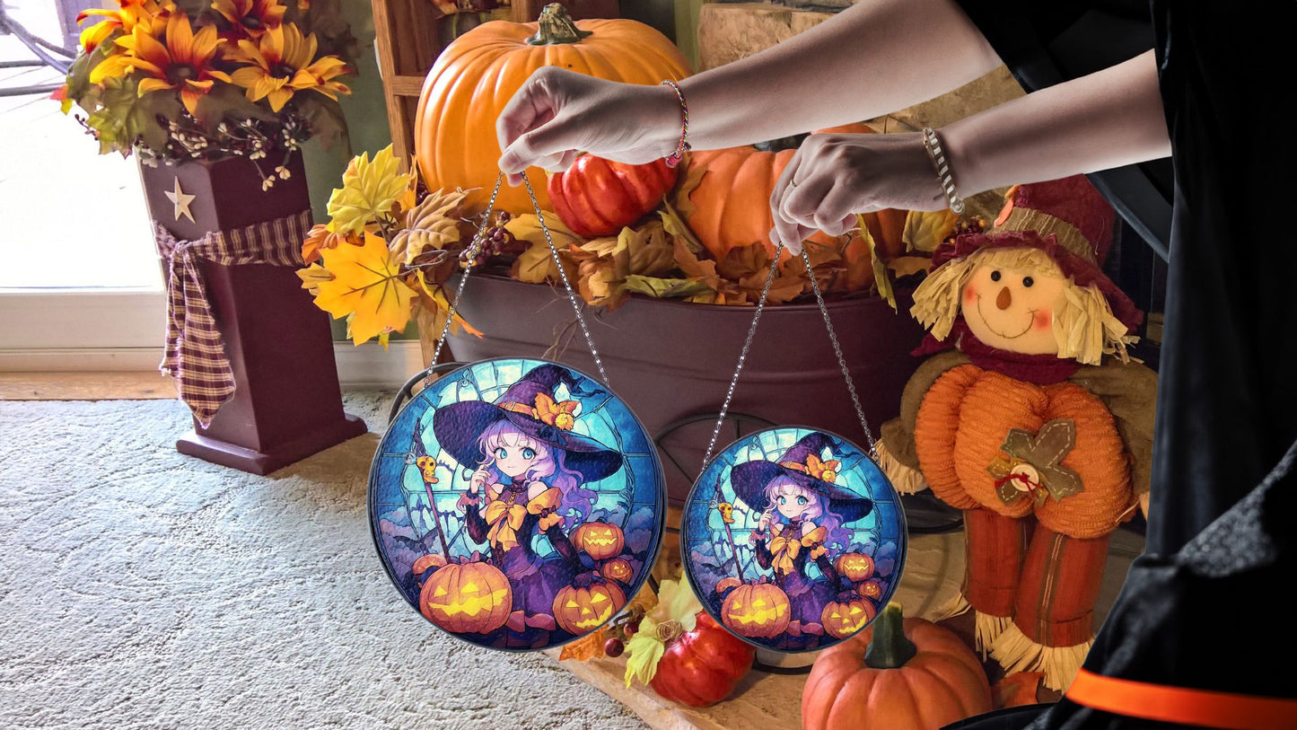 Halloween Suncatcher, Spooky Stained Glass Window Decor, Home and Party Decoration, HLW025