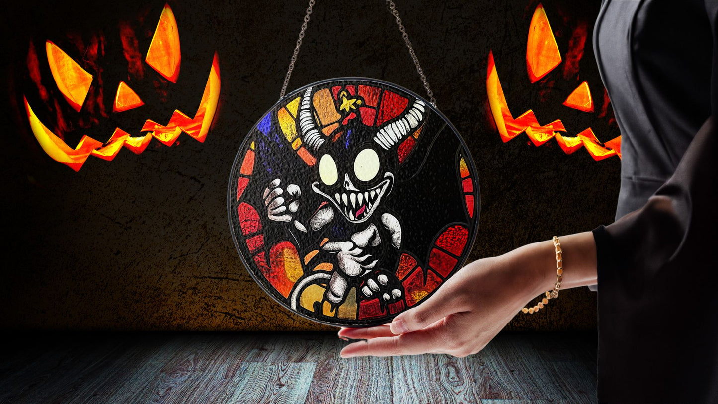 Halloween Suncatcher, Spooky Stained Glass Window Decor, Home and Party Decoration, HLW016