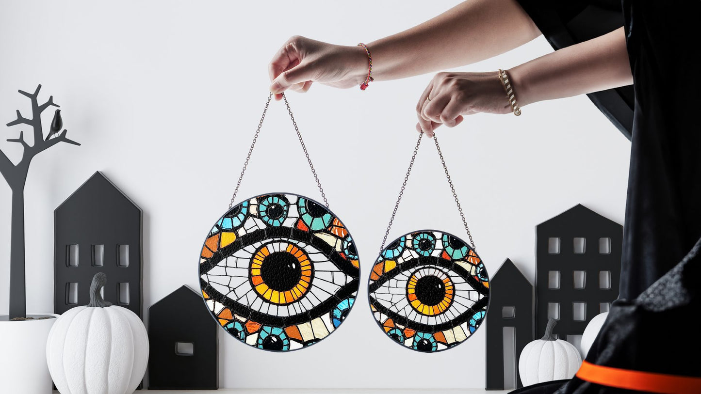Halloween Suncatcher, Spooky Stained Glass Window Decor, Home and Party Decoration, HLW028
