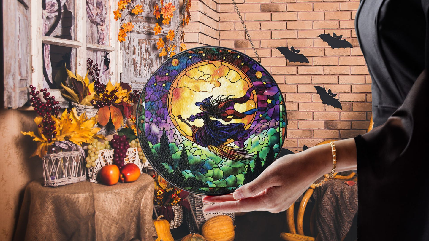 Halloween Suncatcher, Spooky Stained Glass Window Decor, Home and Party Decoration, HLW008