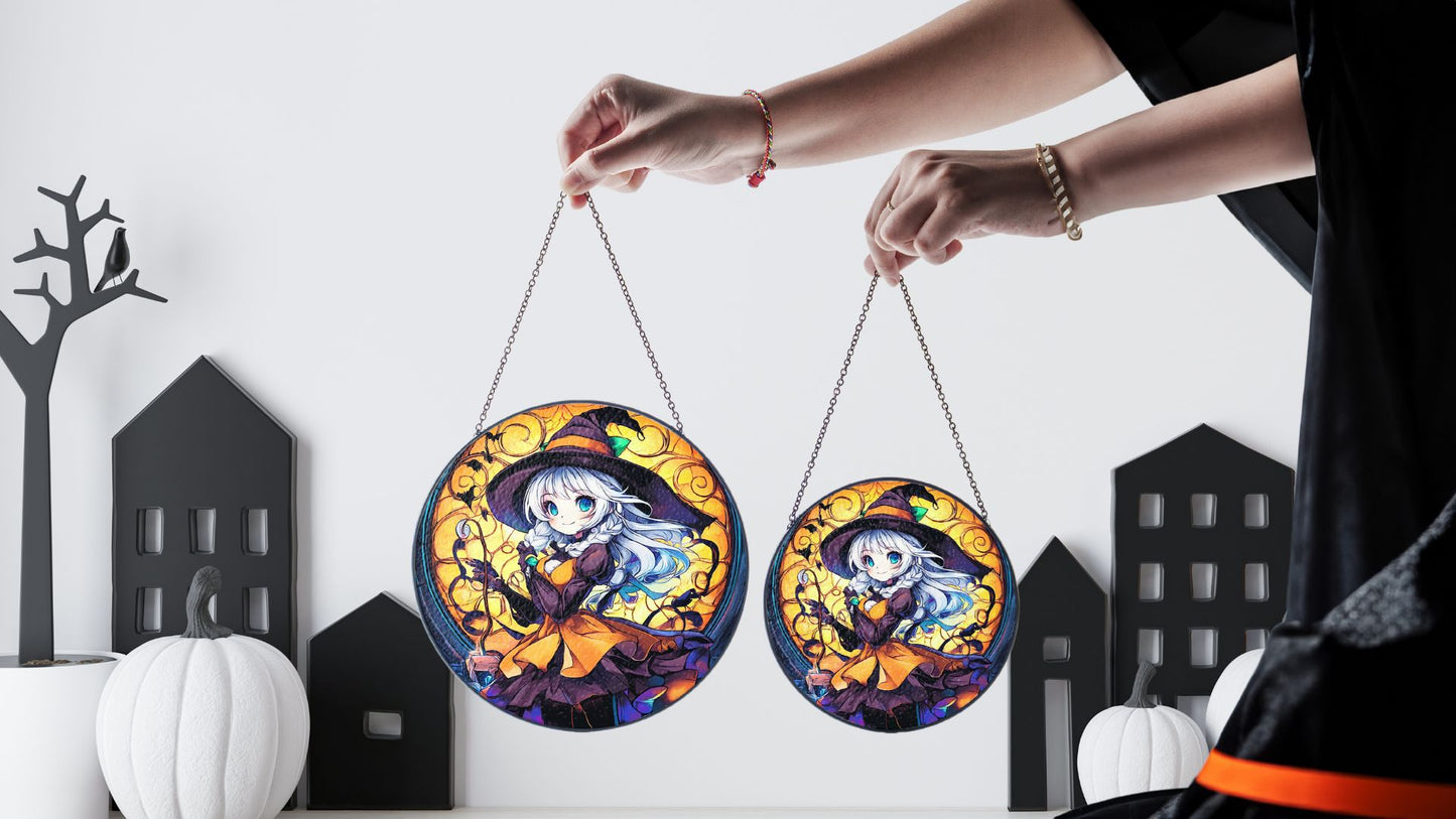 Halloween Suncatcher, Spooky Stained Glass Window Decor, Home and Party Decoration, HLW022